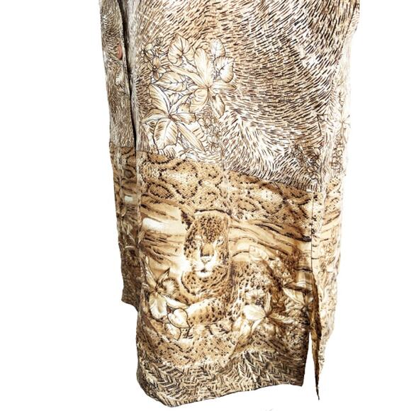 Vintage NWT Hawaiian Silk Blouse Leopard Print Button Up SS Flower L - Picture 6 of 8